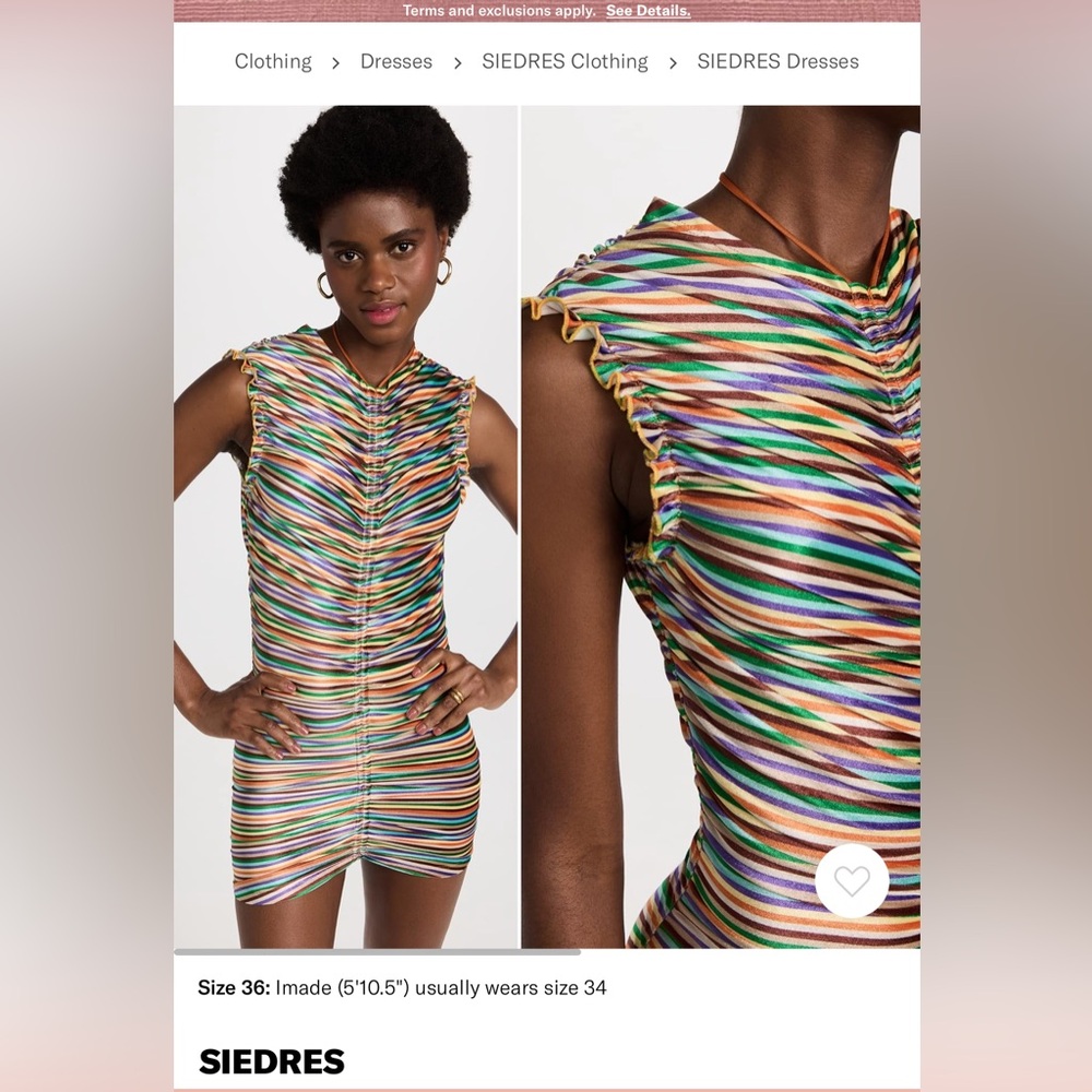 SIEDRES Colorful Striped Dress with Orange Accents